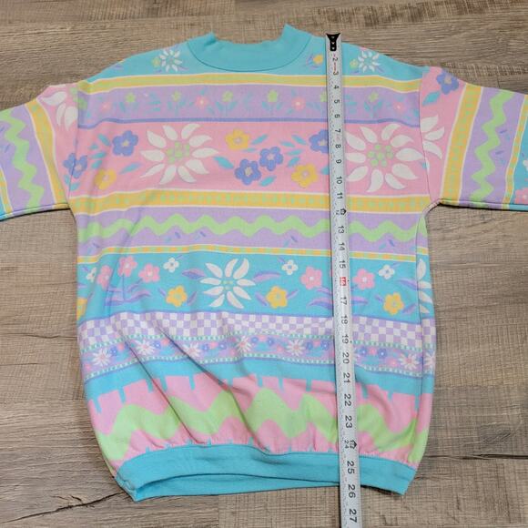Additions by Ronnie Vintage 80s Medium Mock Neck Sweatshirt Cottagecore Floral - Picture 8 of 8